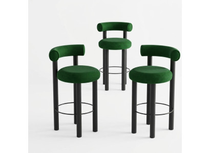 Chaise de bar moderne verte, designer, élégante, confortable, monoplace.