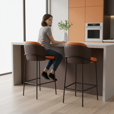 Chaise de bar bicolore, designer, fauteuil moderne 1 place, meubles de salon