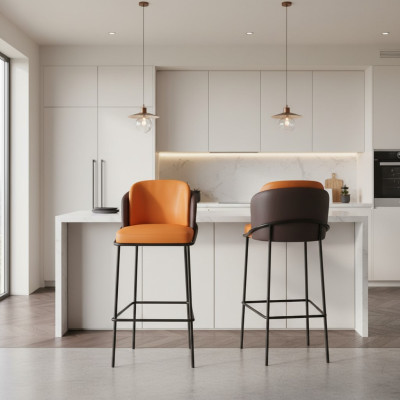 Chaise de bar bicolore, designer, fauteuil moderne 1 place, meubles de salon