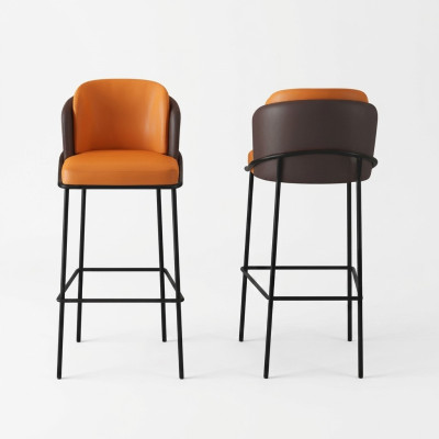 Chaise de bar bicolore, designer, fauteuil moderne 1 place, meubles de salon