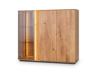 Vitrine brun clair, meuble de salle à manger design, buffet en bois, armoires en bois, armoire LED