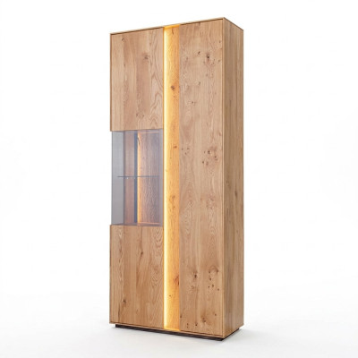Salle de séjour Vitrine en bois brun Vitrine LED Armoire en bois Armoire en verre nouvelle