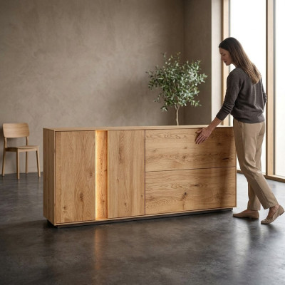 Coffre en bois brun Commode de salon Commodes Luxueux bahut de tiroirs neuf