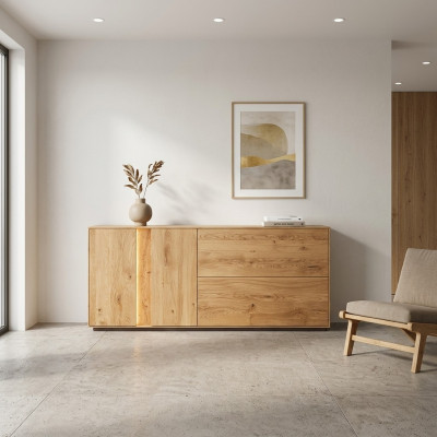 Coffre en bois brun Commode de salon Commodes Luxueux bahut de tiroirs neuf