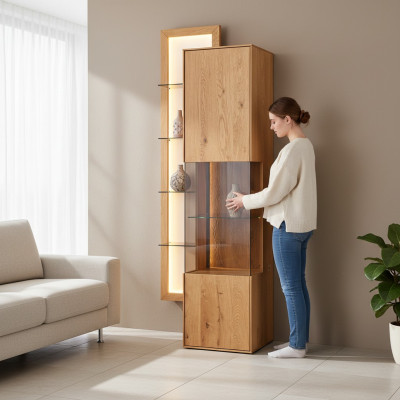 Designer Buffet de salle à manger en bois marron Armoire Salon Vitrine neuve