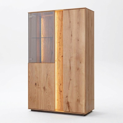 Vitrine d'affichage LED brun de luxe Buffet en bois Meubles Design Armoires en verre