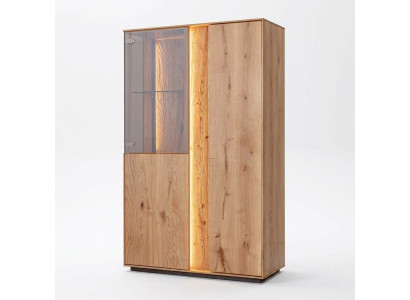 Vitrine d'affichage LED brun de luxe Buffet en bois Meubles Design Armoires en verre