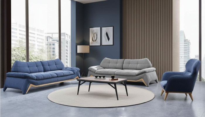 Ensemble de canapés de salon moderne 3+3 places avec fauteuil rembourré - Ensemble de canapés