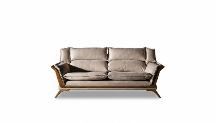 Canapés de luxe beige 3 places en cuir Meubles rembourrés Salon Design Meubles