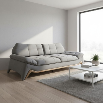 Canapé gris rembourré designeur 3 places salon trois places noble canapé