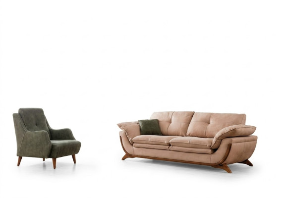Rembourrage Salon Suite Designer Trois Places Luxe Fauteuil en Textile 2 Pièces