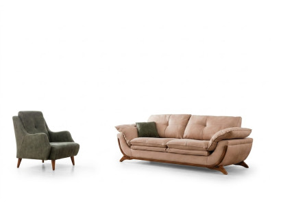 Rembourrage Salon Suite Designer Trois Places Luxe Fauteuil en Textile 2 Pièces