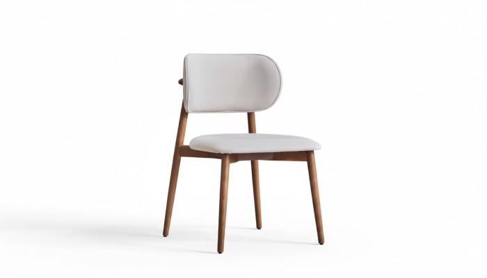 Chaise de salle à manger élégante et styliste en textile blanc du créateur, une chaise à un seul siège