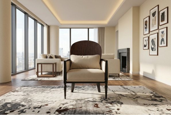 Salle de séjour Fauteuil blanc Designer Monoplace Luxe Détente 1 place nouveau