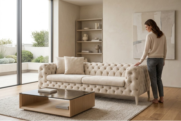 Salon Canapé de luxe blanc design quatre places Canapé rembourré quatre places