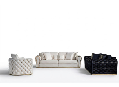 Bleu - Ensemble salon beige Luxe Canapé 3+3+1 Places Design