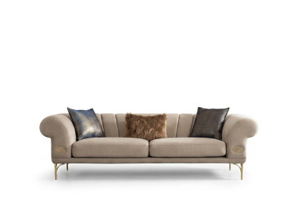 Canapé trois places de luxe beige rembourré Mobilier de salon 3 places neuf