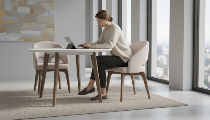 Chaise de salle à manger blanche Chaises rembourrées élégantes à un siège Pieds en bois modernes