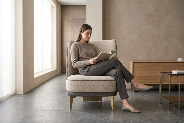 Fauteuil gris-beige Design Fauteuil 1 place Salon 1 place neuf