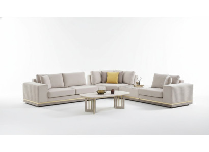Salon Canapé d'angle beige clair en L Canapé moderne en tissu Meubles de canapé