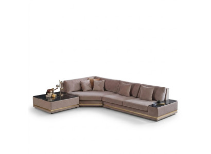 Canapé d'angle design en forme de L beige Tapisserie Paysage de vie luxueux Sofa