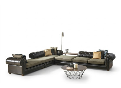 Salon Chesterfield en forme de L vert-noir Canapé Rembourré Canapés neufs