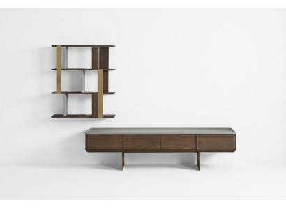 Brown Living room Set Stable TV Wardrobe Designer Wood Storage Shelves  Ensemble de salon marron Stable Armoire TV Designer Étagères de rangement en bois