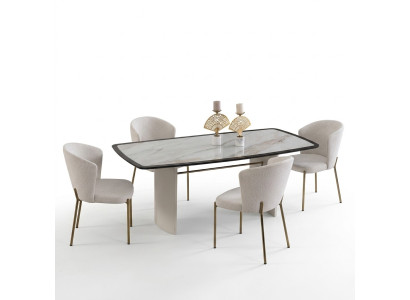 Ensemble de salle à manger blanc Table à manger design 4 chaises Mobilier en bois de luxe 5 pièces