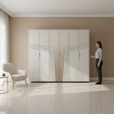 Armoire blanche moderne en bois Armoire de chambre Meubles de luxe nouveaux
