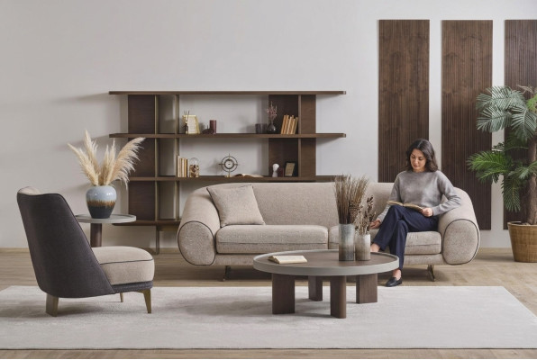 Designer de meubles de salon Canapé 3+1 seater Fauteuil de luxe Table basse Table d'appoint