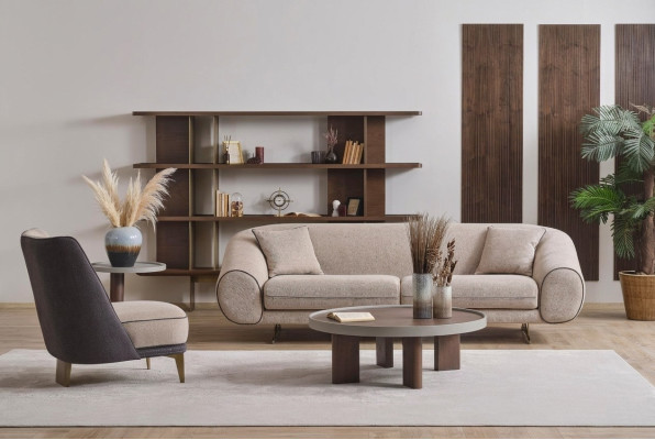Designer de meubles de salon Canapé 3+1 seater Fauteuil de luxe Table basse Table d'appoint