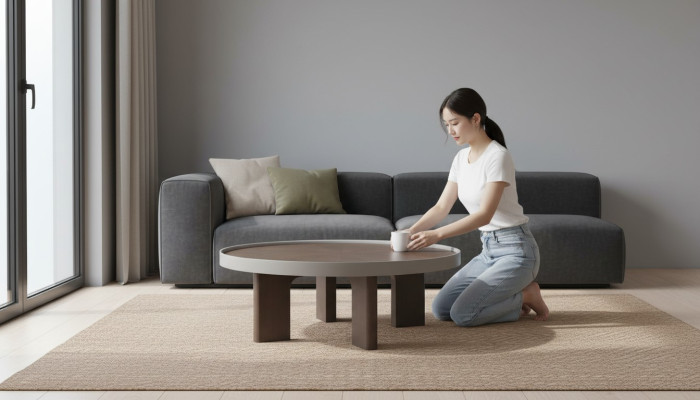 Table basse ronde moderne de designer marron Tables basses table de salon