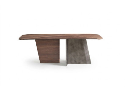Table à manger brune de designer, table en bois de luxe, salle à manger, meubles de haute qualité.