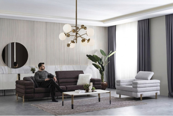 Ensemble de canapés de designer pour le salon, 4 places, fauteuil de luxe pour le salon en 2 pièces