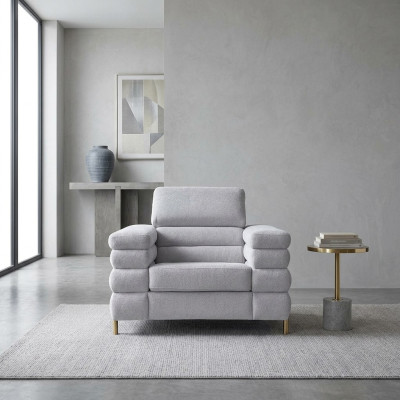 Fauteuil moderne gris avec rembourrage, siège unique, mobilier de salon à un place