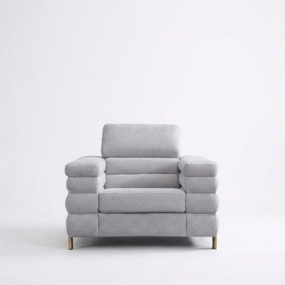 Fauteuil moderne gris avec rembourrage, siège unique, mobilier de salon à un place