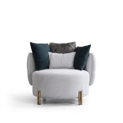Fauteuil blanc en textile de luxe, une place, design, pour salon, fauteuil rembourré