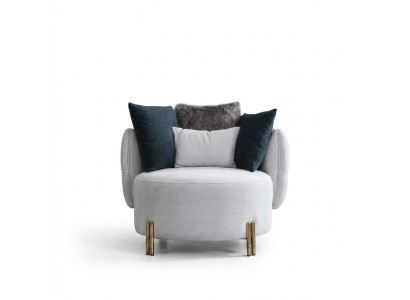 Fauteuil blanc en textile de luxe, une place, design, pour salon, fauteuil rembourré