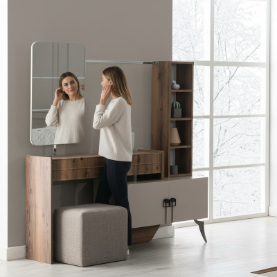 Moderne chambre bois coiffeuse avec miroir Designer Mobilier de luxe