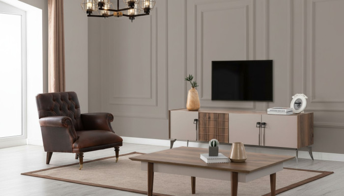 Salle de séjour ensemble de designer table basse de luxe moderne armoire TV 3 pièces nouveau