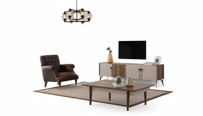 Salle de séjour ensemble de designer table basse de luxe moderne armoire TV 3 pièces nouveau