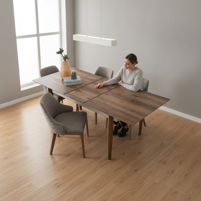 Ensemble de salle à manger complet Table à manger 4 chaises rembourrées marron Ensemble de 5 pièces