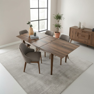 Ensemble de salle à manger complet Table à manger 4 chaises rembourrées marron Ensemble de 5 pièces