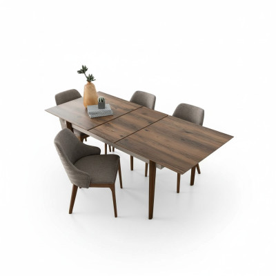 Ensemble de salle à manger complet Table à manger 4 chaises rembourrées marron Ensemble de 5 pièces