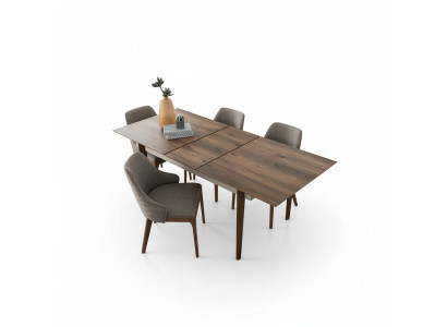Ensemble de salle à manger complet Table à manger 4 chaises rembourrées marron Ensemble de 5 pièces