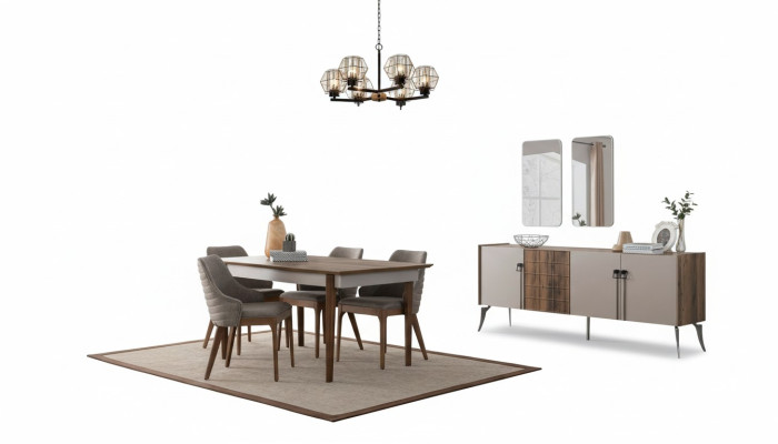 Ensemble de salle à manger élégant Ensemble de salle à manger de luxe Table de designer Chaises miroir