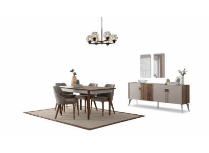 Ensemble de salle à manger élégant Ensemble de salle à manger de luxe Table de designer Chaises miroir