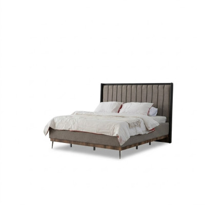 Chambre grise Lit Designer Cadre en bois Noble Lits Textiles de Lit