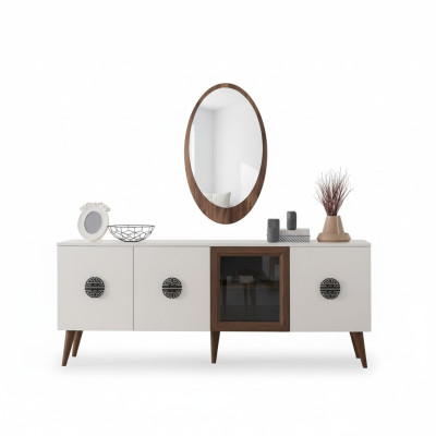 Mobilier de salle à manger moderne Buffet de designer Miroir de luxe Ensemble de 2 pièces nouveau