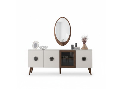 Mobilier de salle à manger moderne Buffet de designer Miroir de luxe Ensemble de 2 pièces nouveau